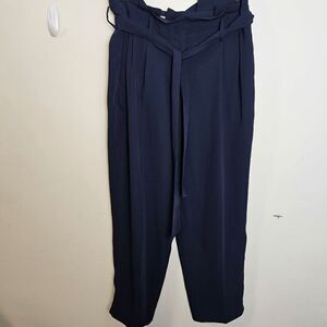 Boden Tapered Tie Waist Trouser Pants TO106 Women's Blue Size 10R